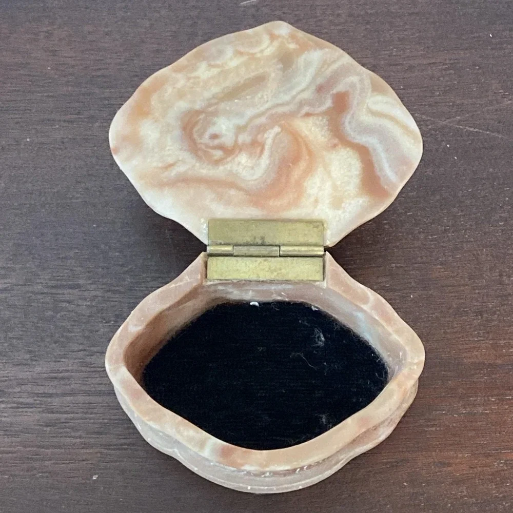 Vintage Genuine Incolay Stone Jewelry Trinket Box Victorian Inspired Scenes USA